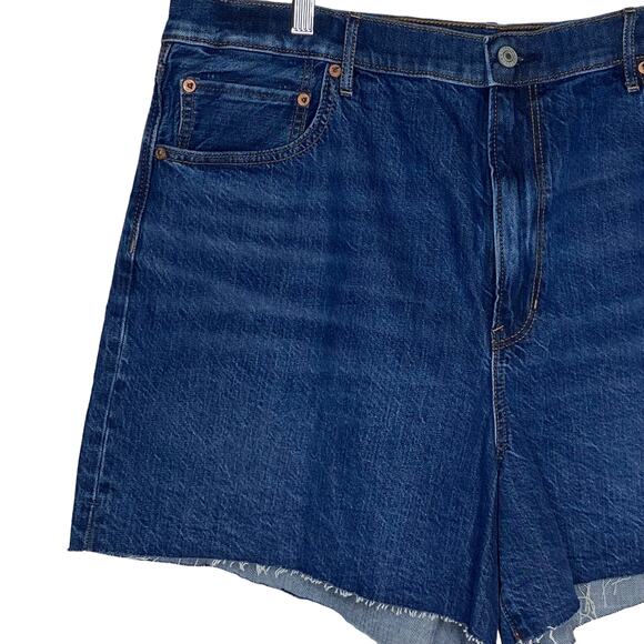 American Eagle Womens Size‎ 18 Highest Rise 90s Boyfriend Shorts Blue Plus - Picture 2 of 8